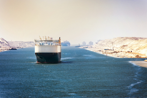 Ships passing through the Suez canal. Hot areas like this are more vulnerable to Legionella growth.